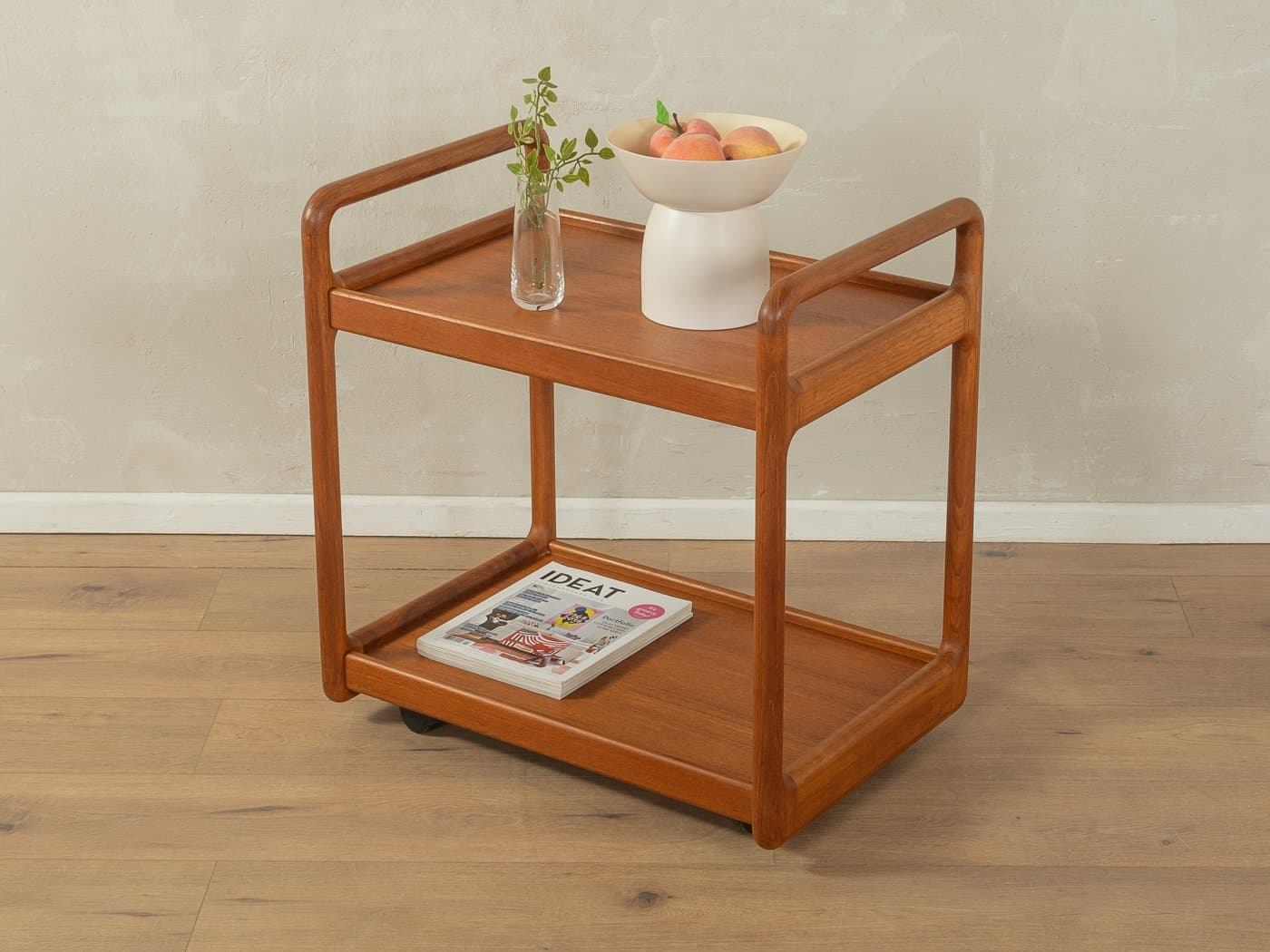 Barek na kółkach, teak brązowy, proj. P. Cadovius, Dania, lata 60. - 278963