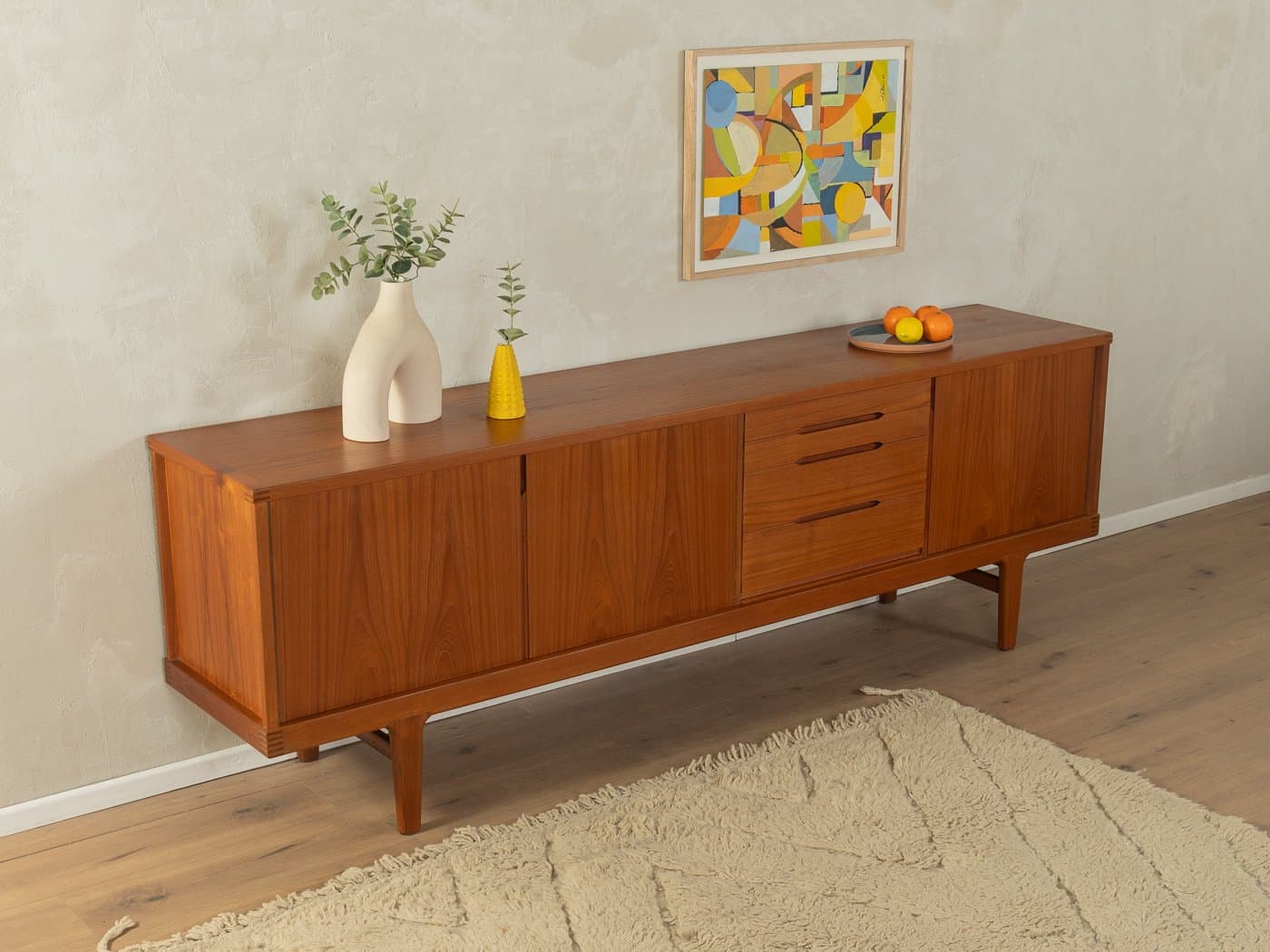 Sideboard, teak brązowy, proj. H. Kjaernulf, Dania, lata 60. - 278925