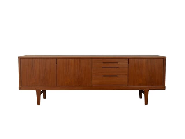 Sideboard, teak brązowy, proj. H. Kjaernulf, Dania, lata 60. - WYMIARY