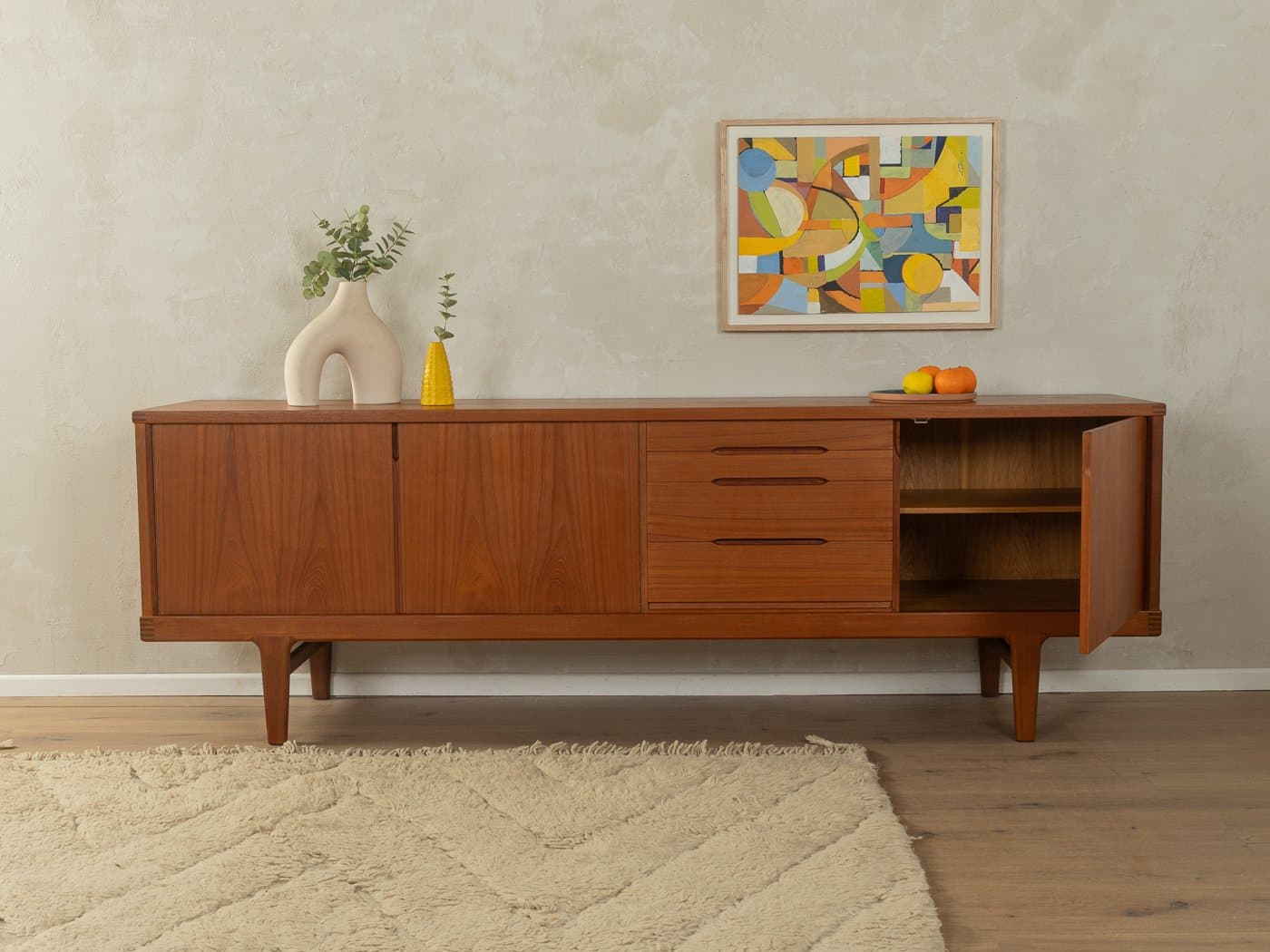 Sideboard, teak brązowy, proj. H. Kjaernulf, Dania, lata 60. - 278921