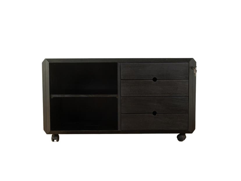 Komoda Talete, jesion czarny, plastik czarny, proj. P. Ghianda, G. Regondi, Niemcy, lata 80.