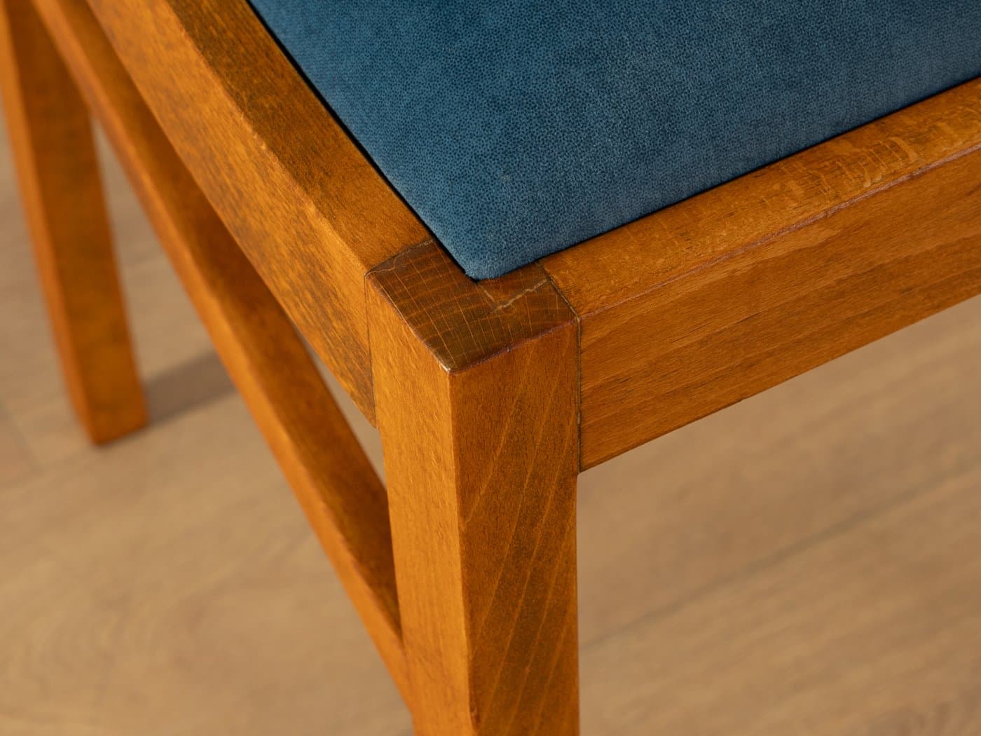 Zestaw sześciu krzeseł jadalnianych Art Deco, tkanina niebieska, buk brązowy, Niemcy, lata 30. - 278901