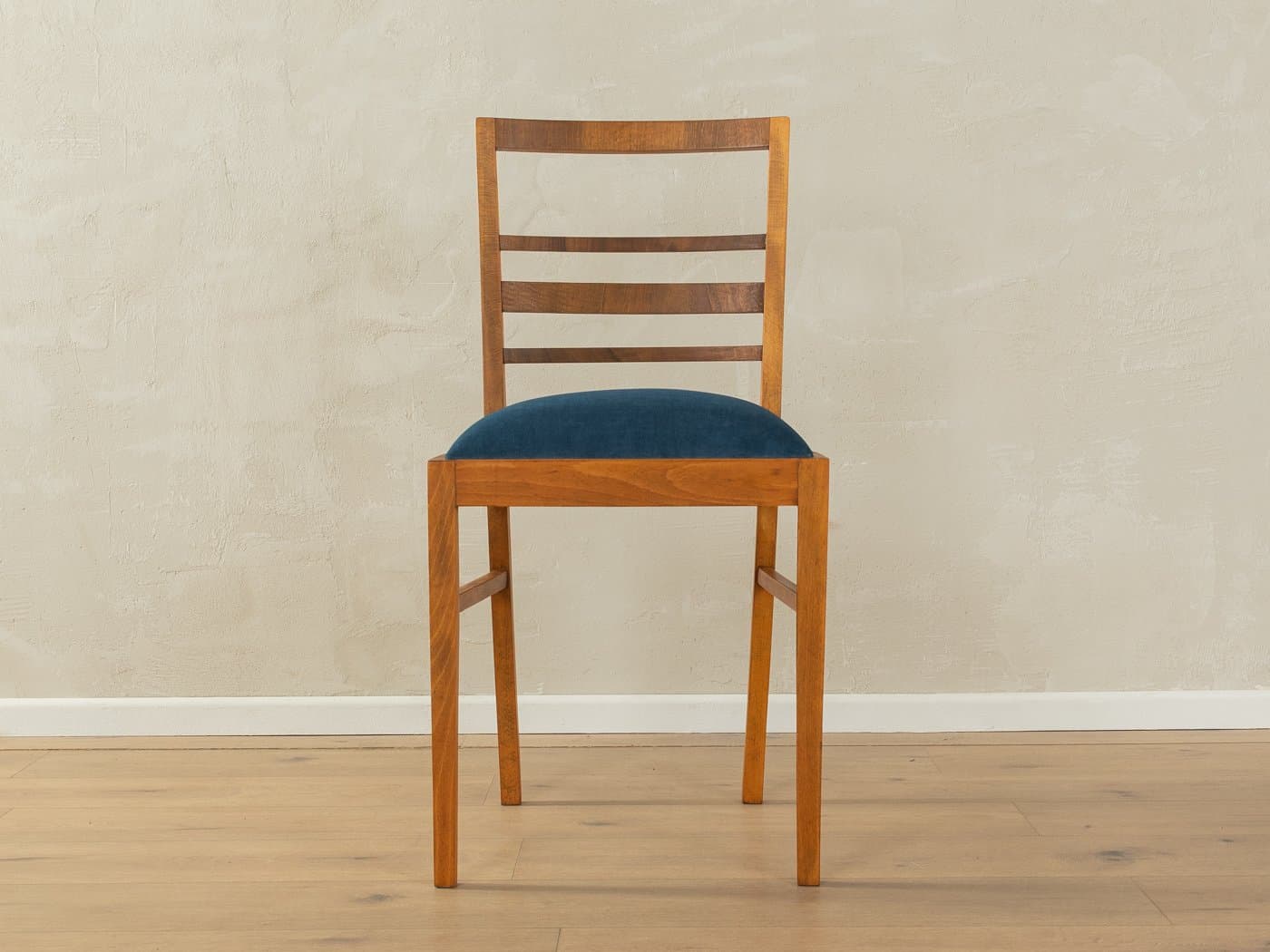 Zestaw sześciu krzeseł jadalnianych Art Deco, tkanina niebieska, buk brązowy, Niemcy, lata 30. - 278899