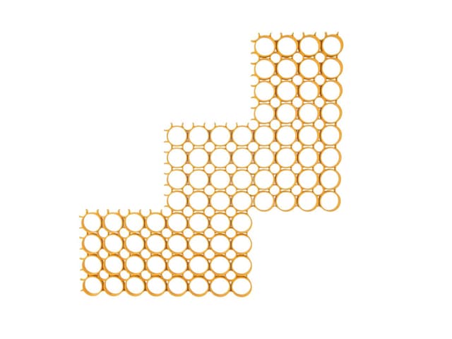 Zestaw pięciu paneli ściennych Space Age, plastik żółty, Szwajcaria, lata 70. - WYMIARY