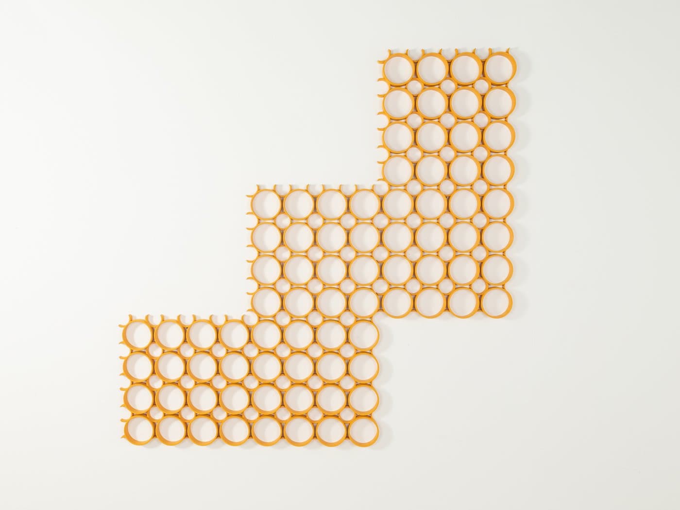 Zestaw pięciu paneli ściennych Space Age, plastik żółty, Szwajcaria, lata 70. - 278839