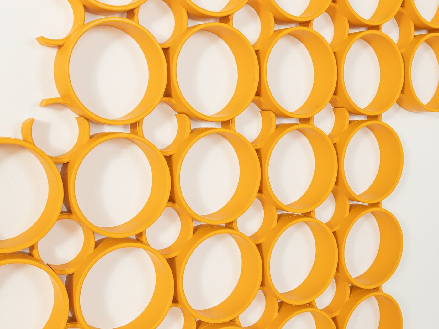 Zestaw pięciu paneli ściennych Space Age, plastik żółty, Szwajcaria, lata 70. - 278836