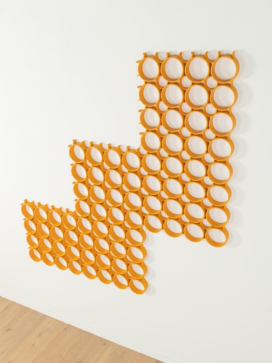 Zestaw pięciu paneli ściennych Space Age, plastik żółty, Szwajcaria, lata 70. - 278838