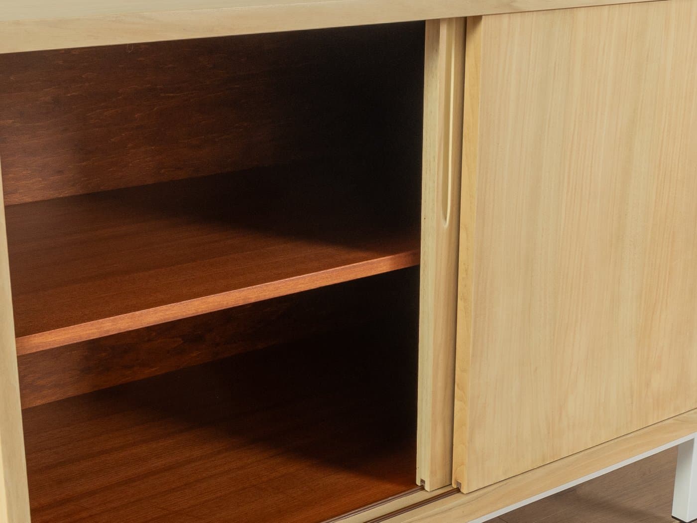 Komoda skandynawska, orzech beżowy, stal biała, Niemcy, lata 50. - 278814