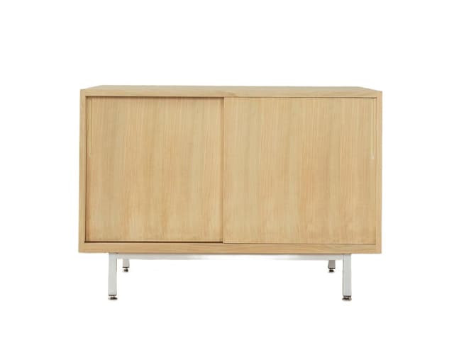 Komoda skandynawska, orzech beżowy, stal biała, Niemcy, lata 50. - WYMIARY