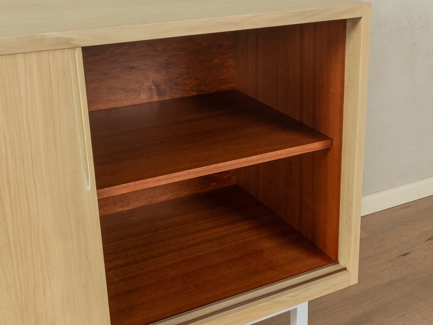 Komoda skandynawska, orzech beżowy, stal biała, Niemcy, lata 50. - 278813