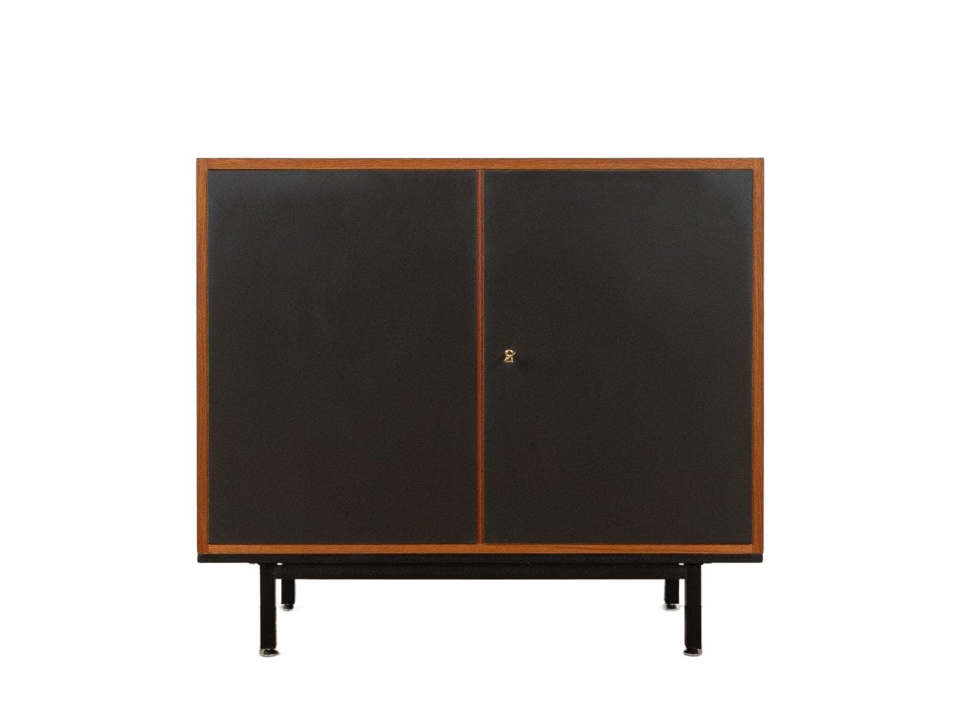 Komoda, czarny, teak, stal czarna, Niemcy, lata 60.