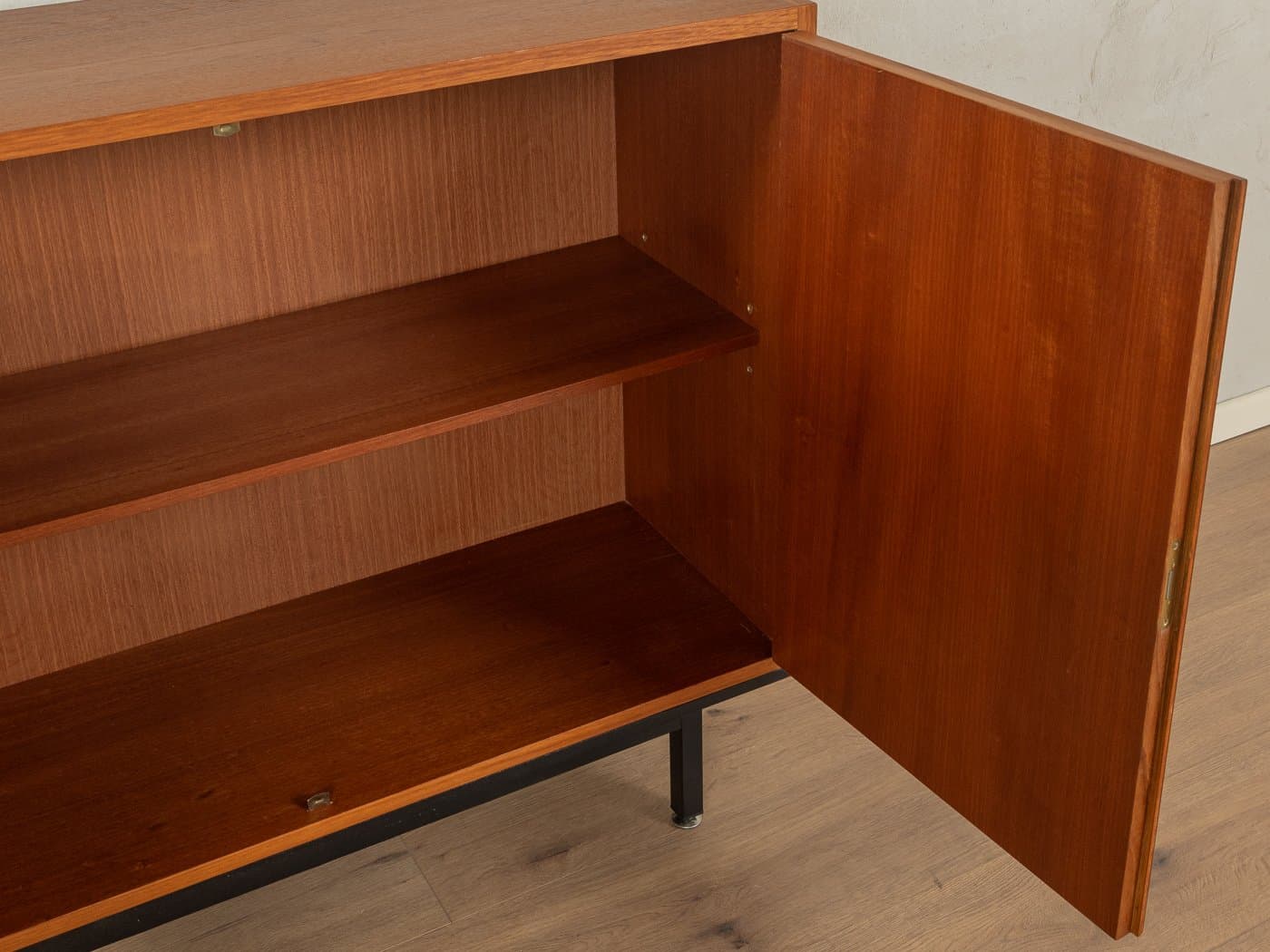 Komoda, czarny, teak, stal czarna, Niemcy, lata 60. - 278783