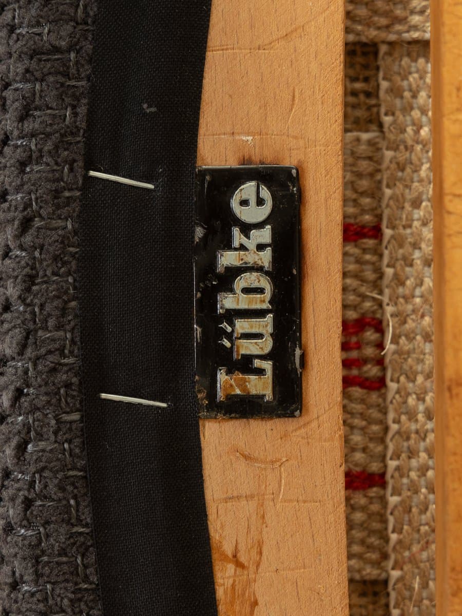 Zestaw czterech krzeseł jadalnianych, czarna tkanina, jesion brązowy, Lübke, Niemcy, lata 60. - 278778