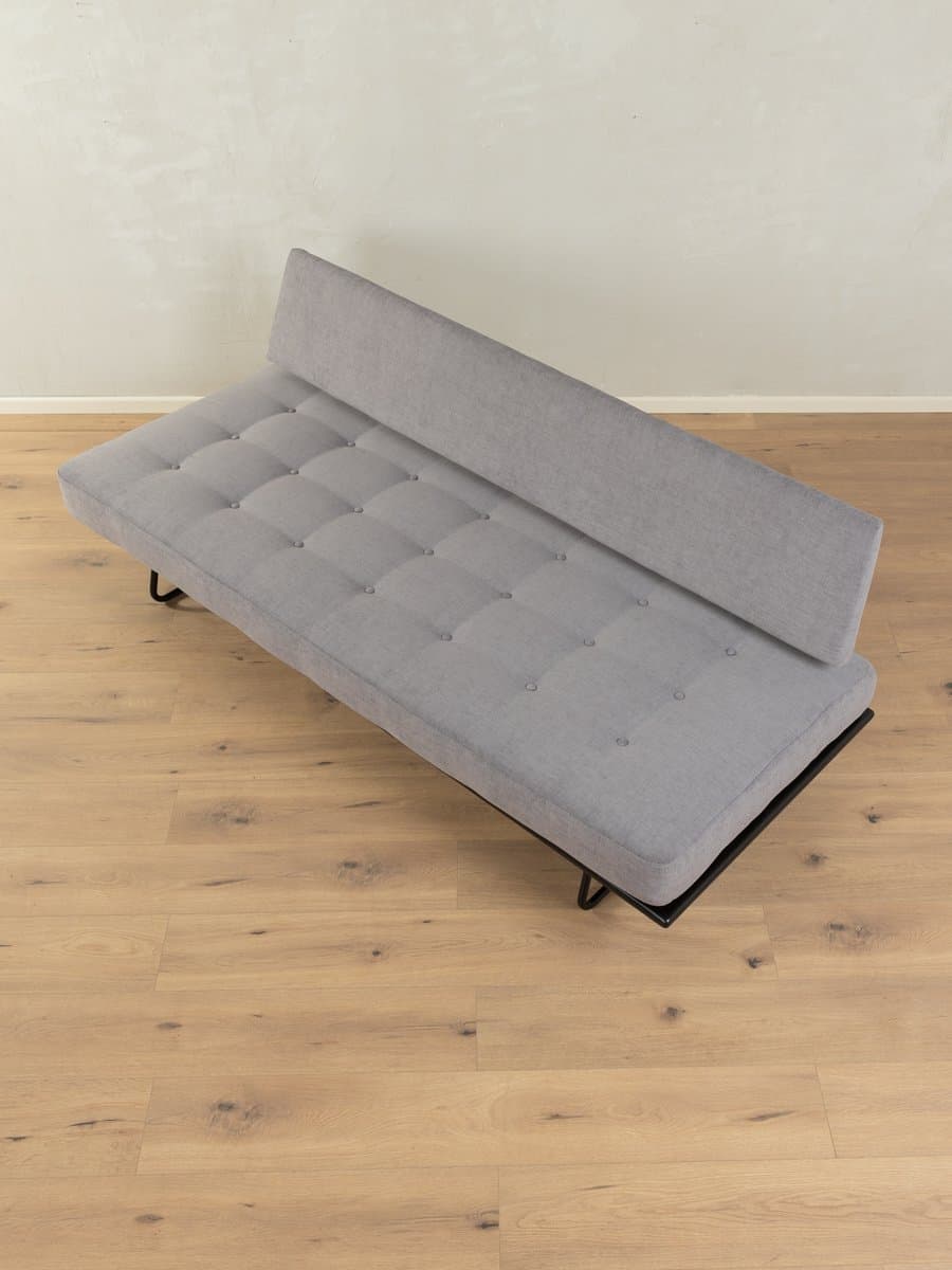 Daybed sofa, grey fabric, black steel, by R. Grunow, Walter Knoll, Germany, 1950s. - 278765