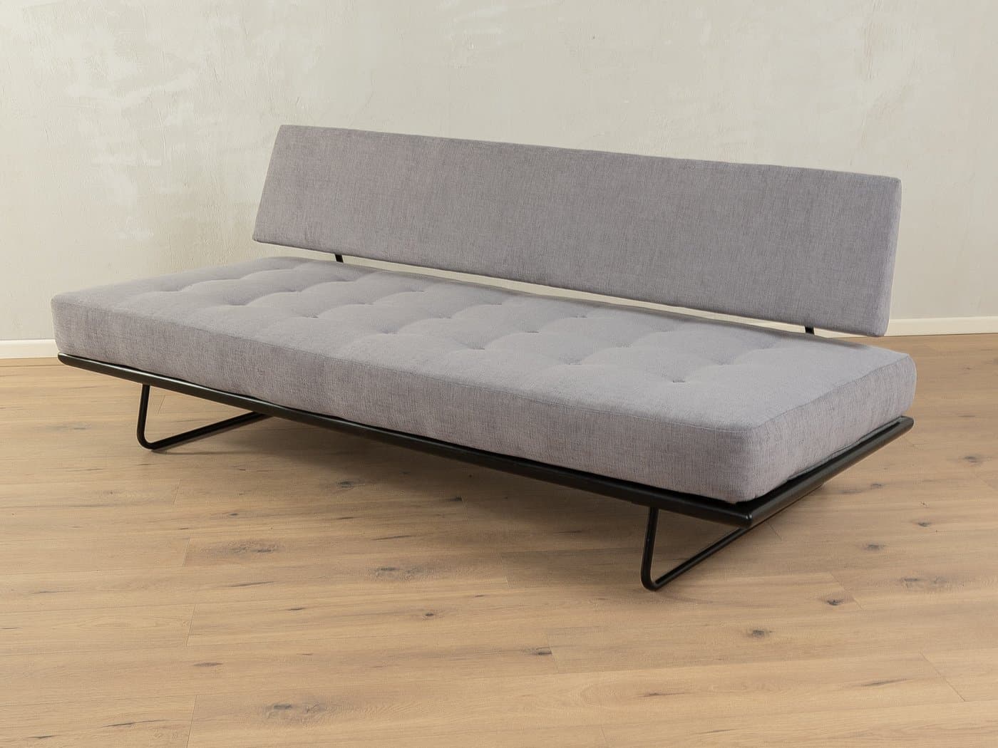 Daybed sofa, grey fabric, black steel, by R. Grunow, Walter Knoll, Germany, 1950s. - 278767