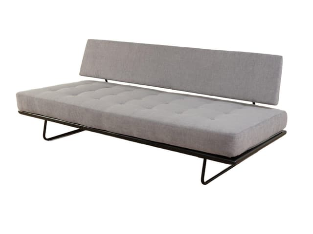 Daybed sofa, grey fabric, black steel, by R. Grunow, Walter Knoll, Germany, 1950s. - DIMENSION