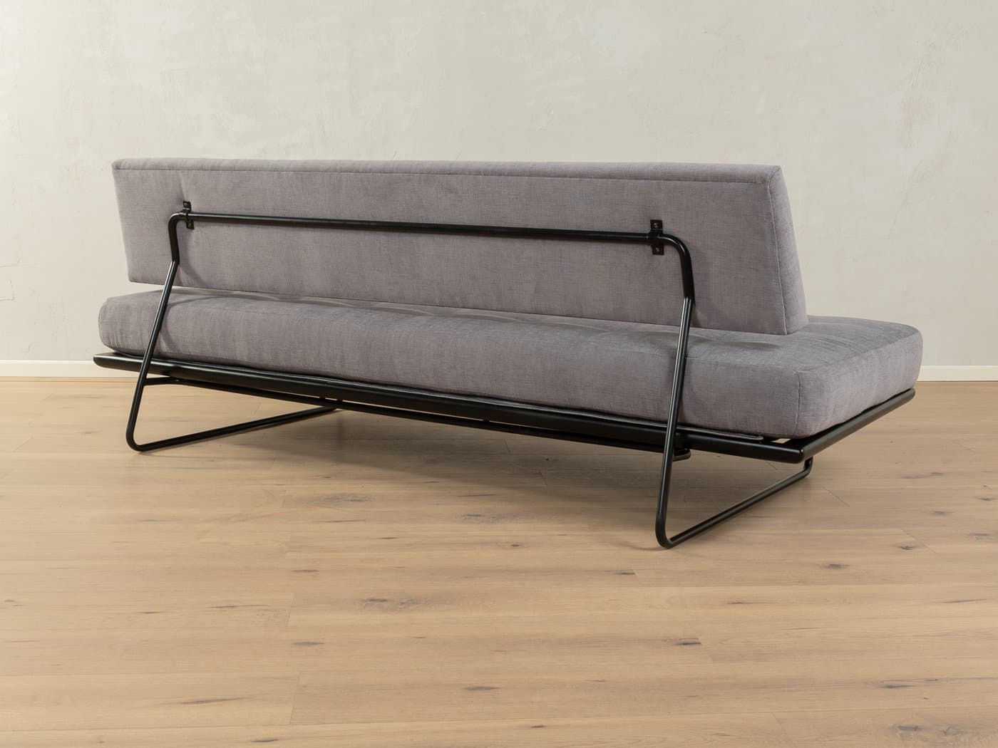 Daybed sofa, grey fabric, black steel, by R. Grunow, Walter Knoll, Germany, 1950s. - 278763