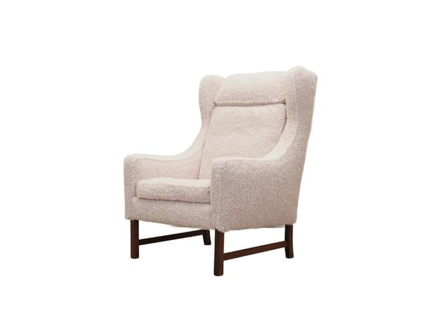 Fotel, palisander brązowy, tkanina beżowa, Skippers Møbler, Dania, lata 70. - WYMIARY