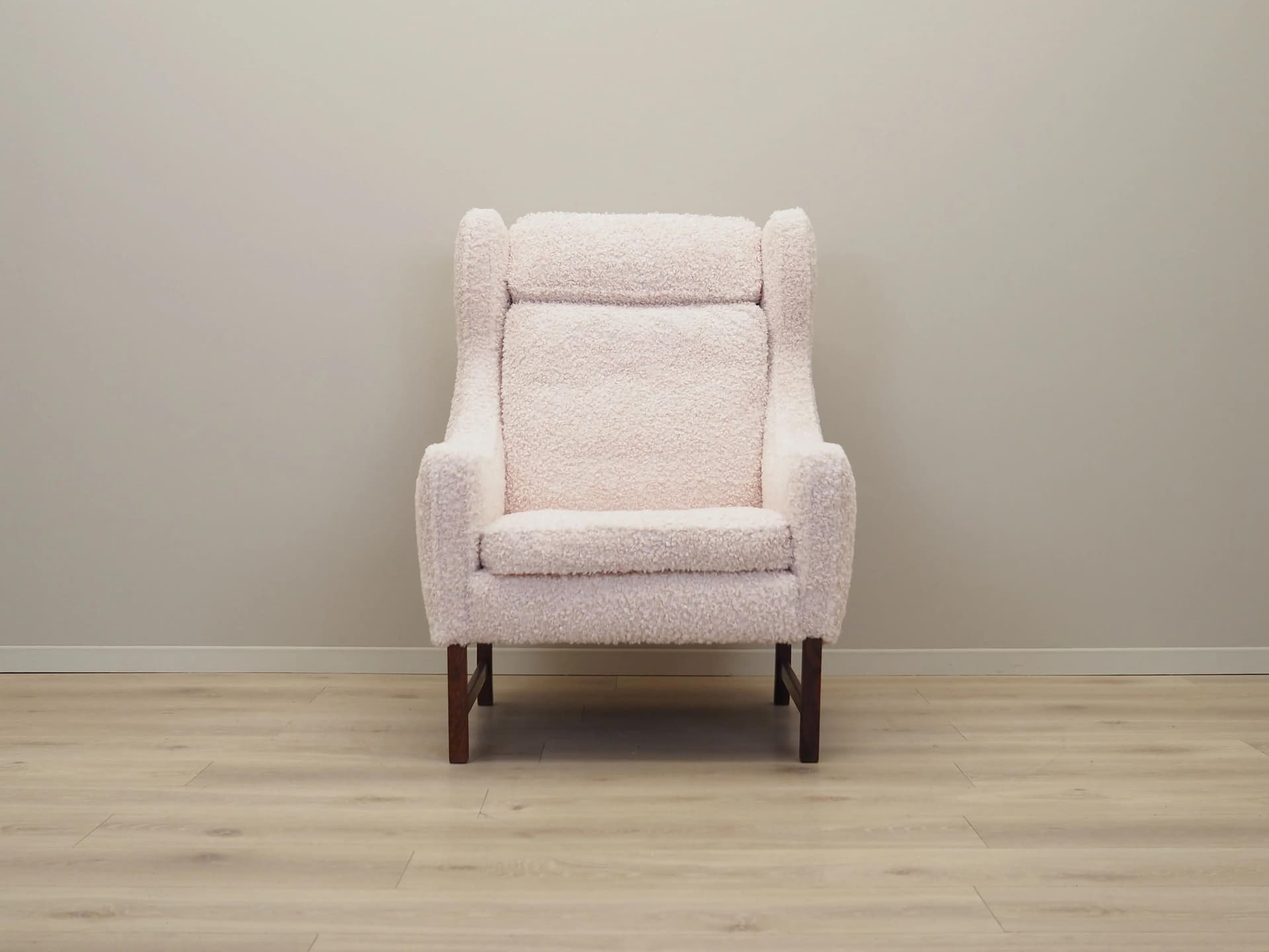 Fotel, palisander brązowy, tkanina beżowa, Skippers Møbler, Dania, lata 70. - 20614