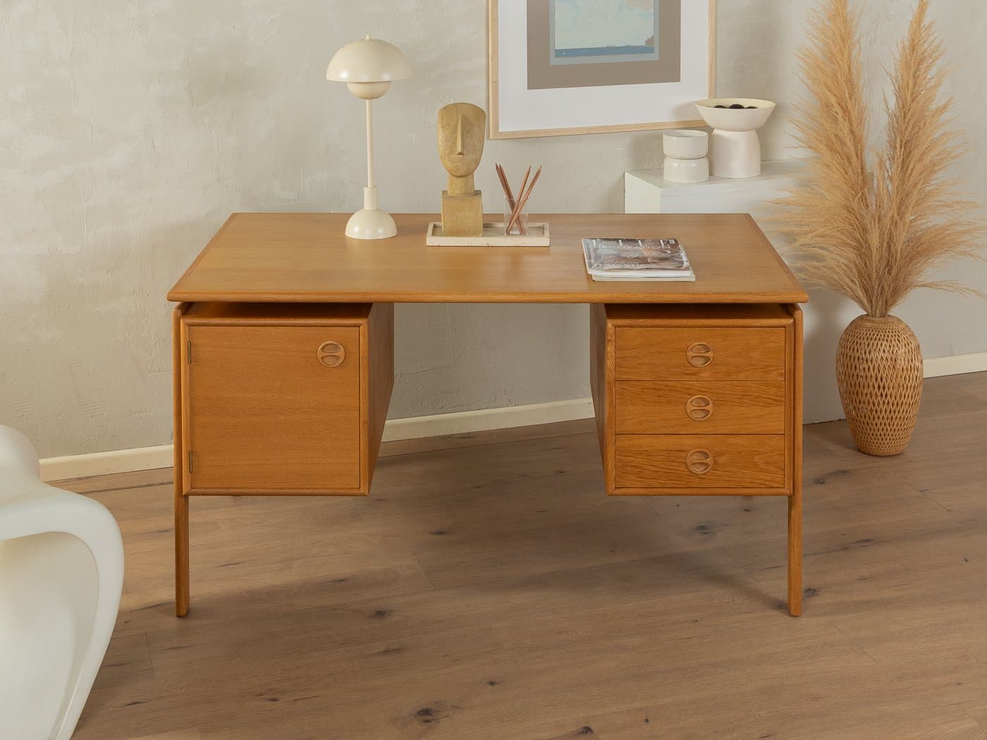Desk, brown oak, by A. Vodder, Germany, 1960s. - 278726