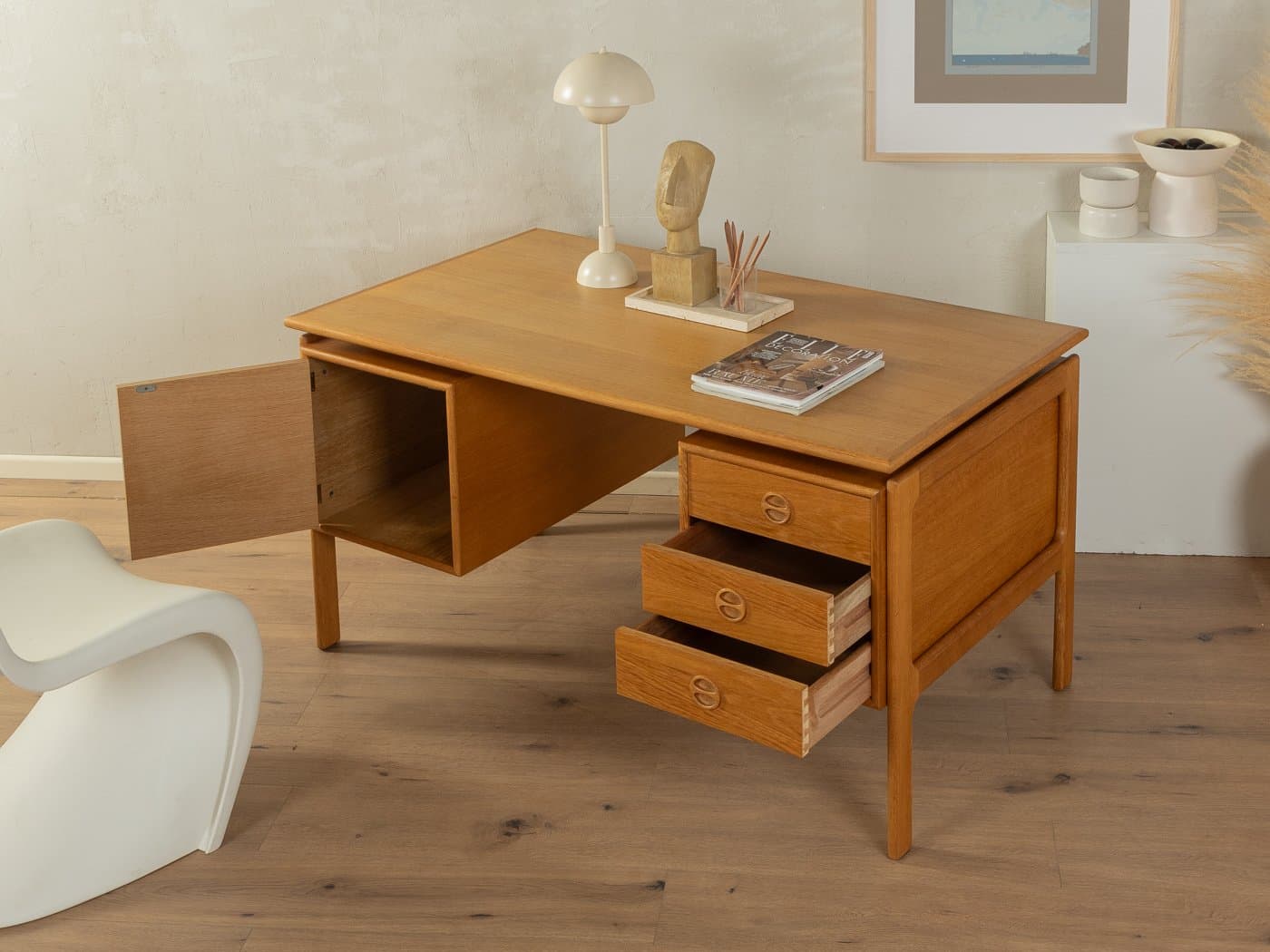 Desk, brown oak, by A. Vodder, Germany, 1960s. - 278725