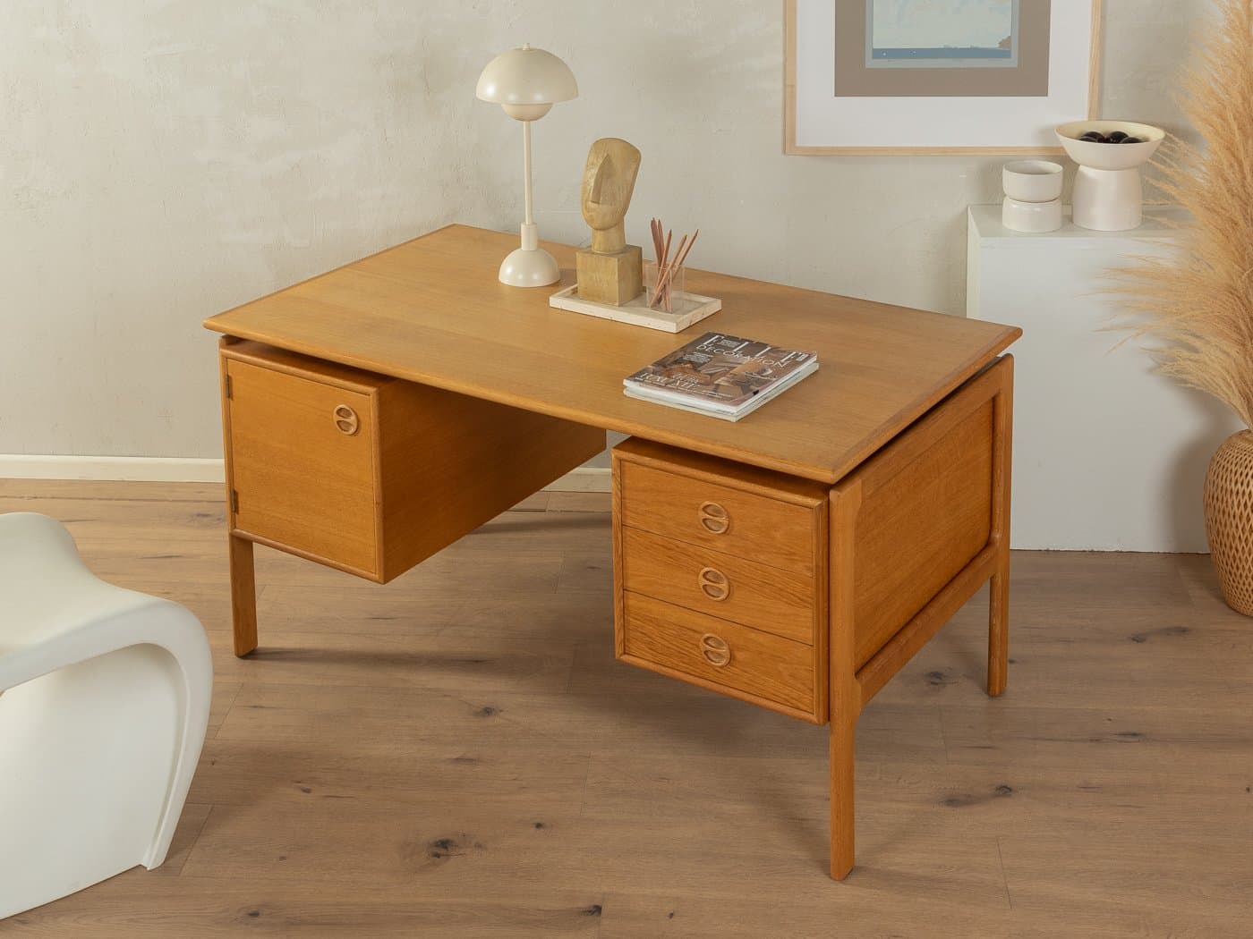 Desk, brown oak, by A. Vodder, Germany, 1960s. - 278724