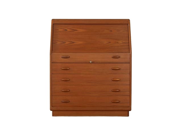 Sekretarzyk Dyrlund, brązowy, teak, Dania, lata 80. - WYMIARY