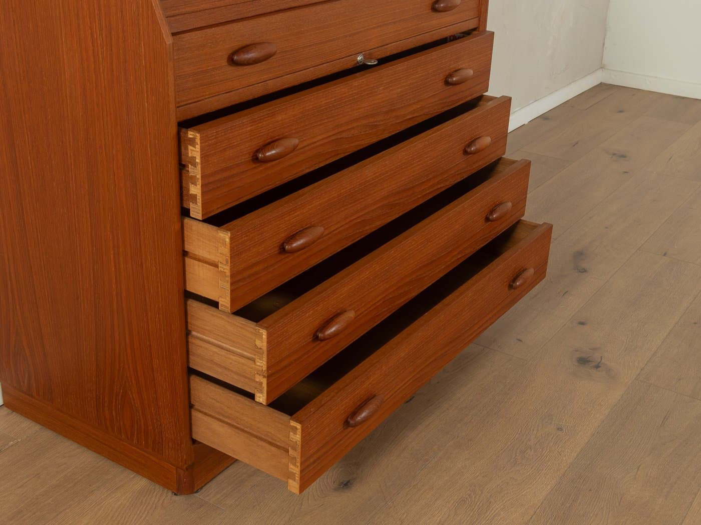 Sekretarzyk Dyrlund, brązowy, teak, Dania, lata 80. - 278688