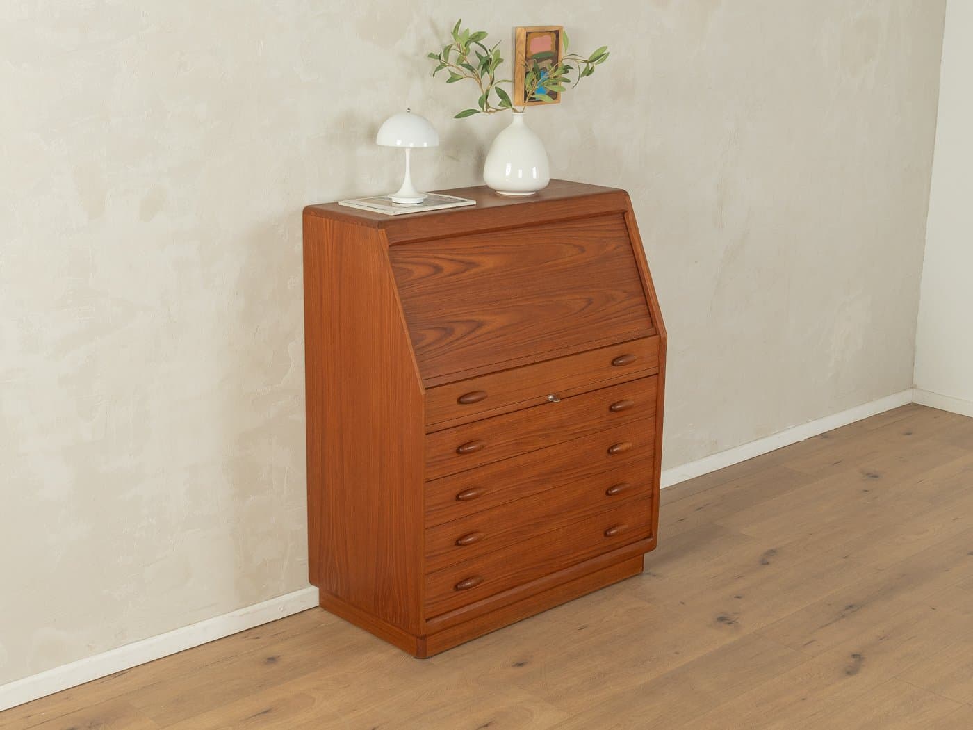 Sekretarzyk Dyrlund, brązowy, teak, Dania, lata 80. - 278681