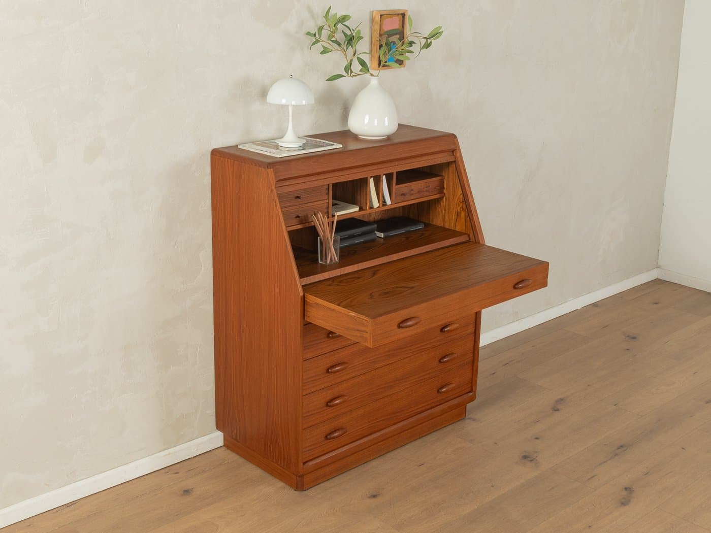 Sekretarzyk Dyrlund, brązowy, teak, Dania, lata 80. - 278677