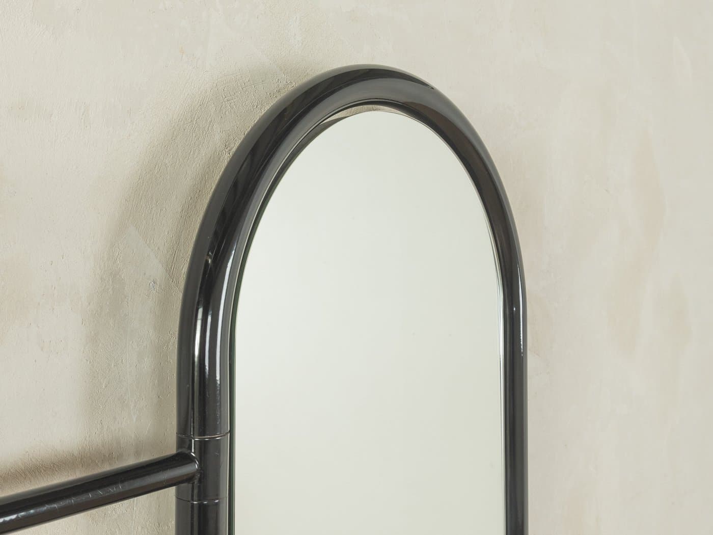 Wieszak stojący Space Age, metal czarny, lustro, Schönbuch, Niemcy, lata 70. - 278673