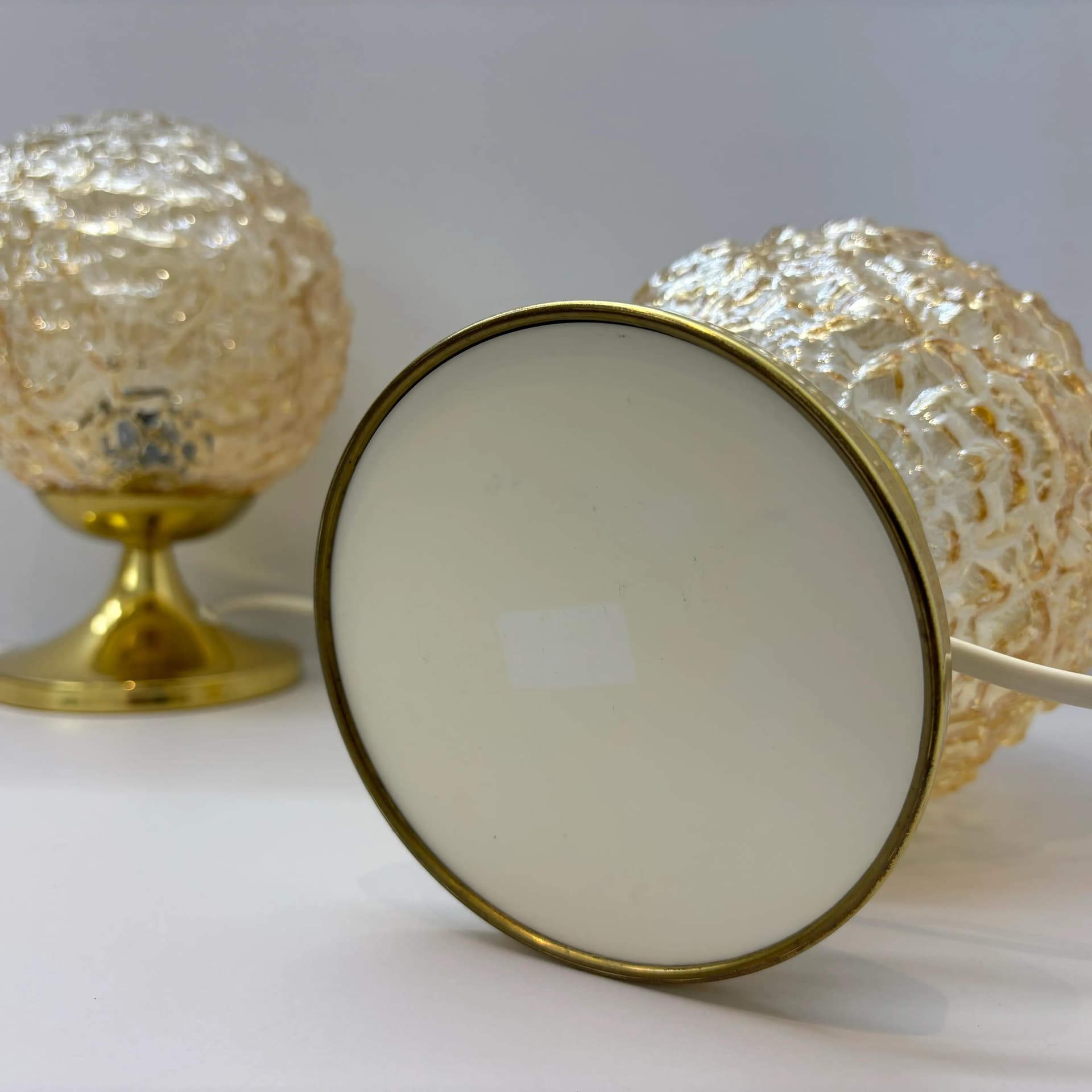 Para lampek nocnych, szkło złoty, stal złoty, Niemcy, lata 70. - 20627