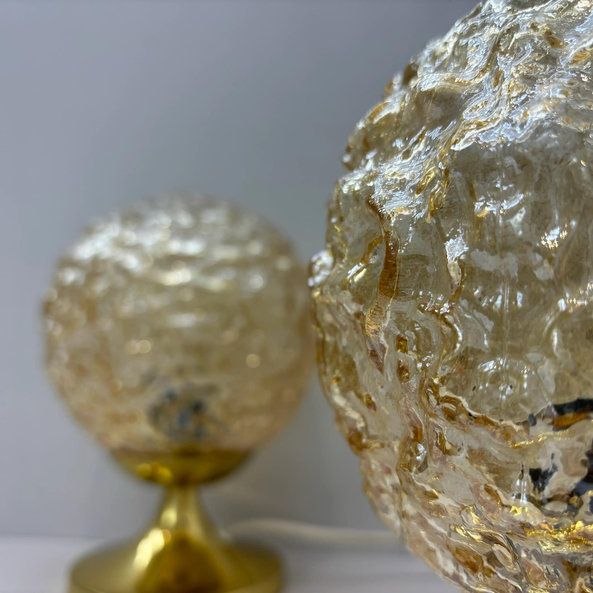 Para lampek nocnych, szkło złoty, stal złoty, Niemcy, lata 70. - 20626