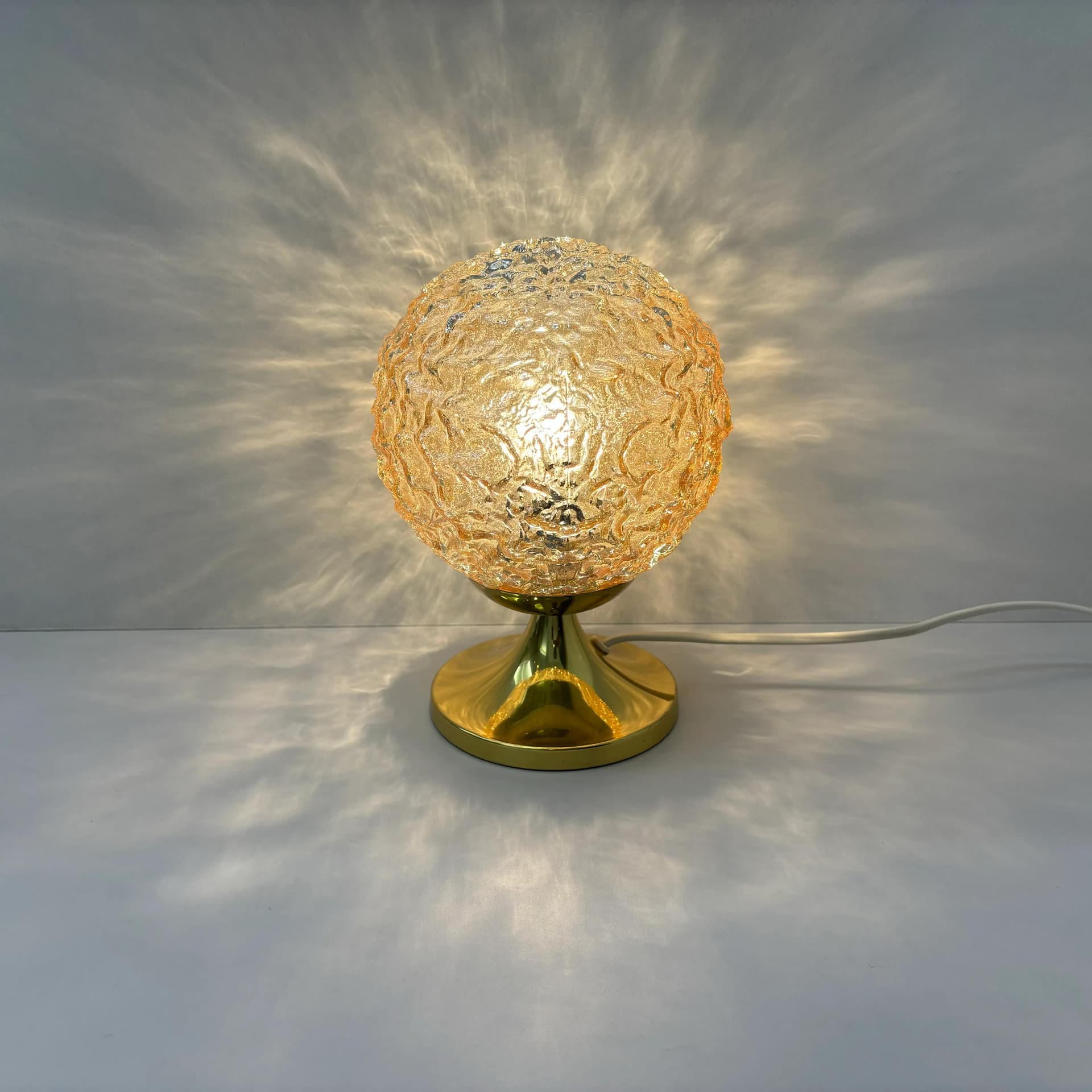 Para lampek nocnych, szkło złoty, stal złoty, Niemcy, lata 70. - 20624