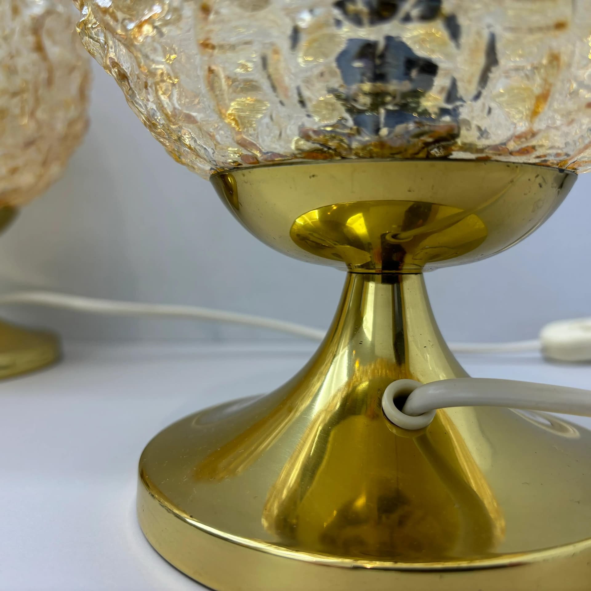 Para lampek nocnych, szkło złoty, stal złoty, Niemcy, lata 70. - 20628