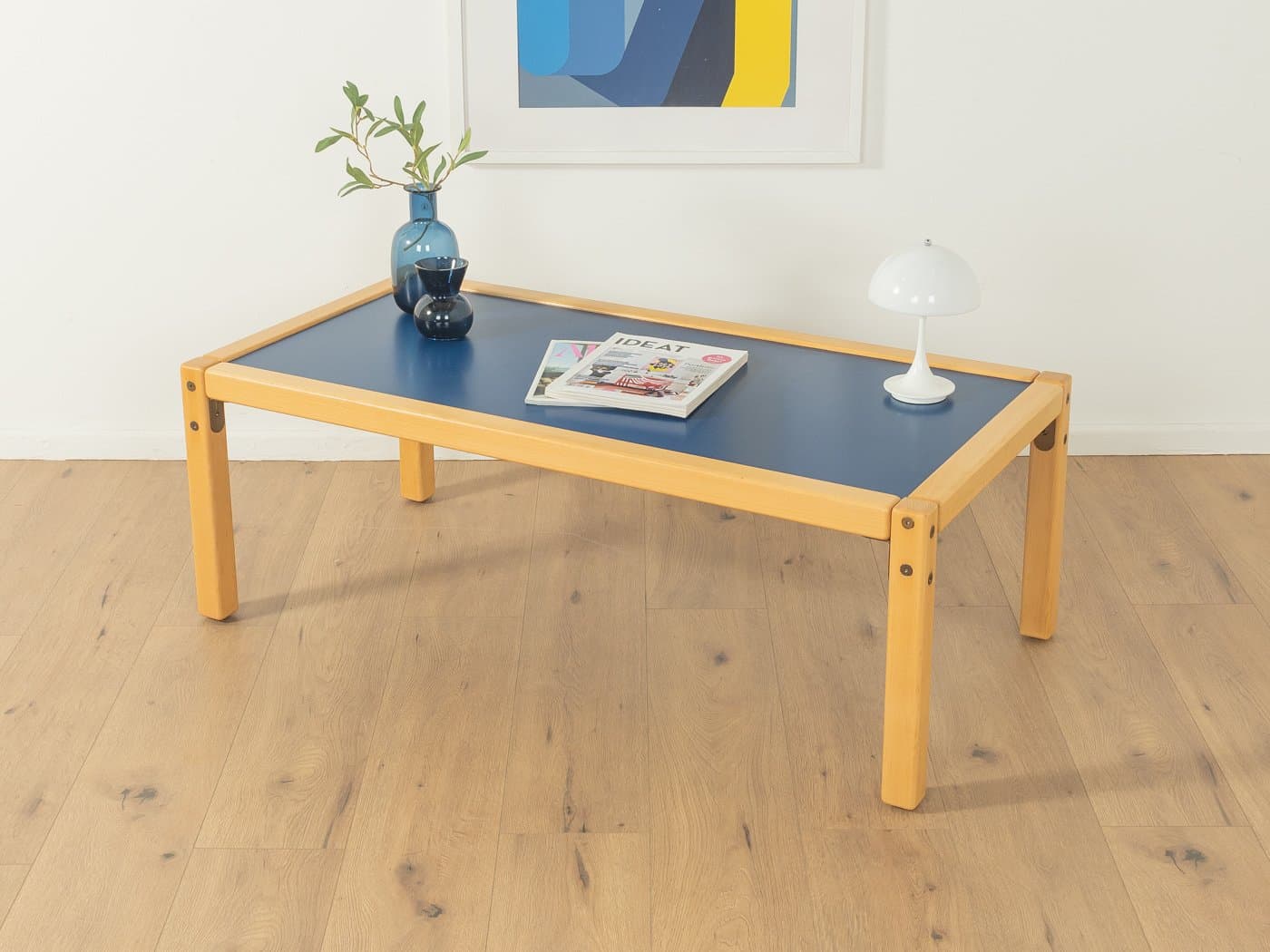 Desk Profilsystem, beech beige, blue Formica, Flötotto, Germany, 1970s. - 278625