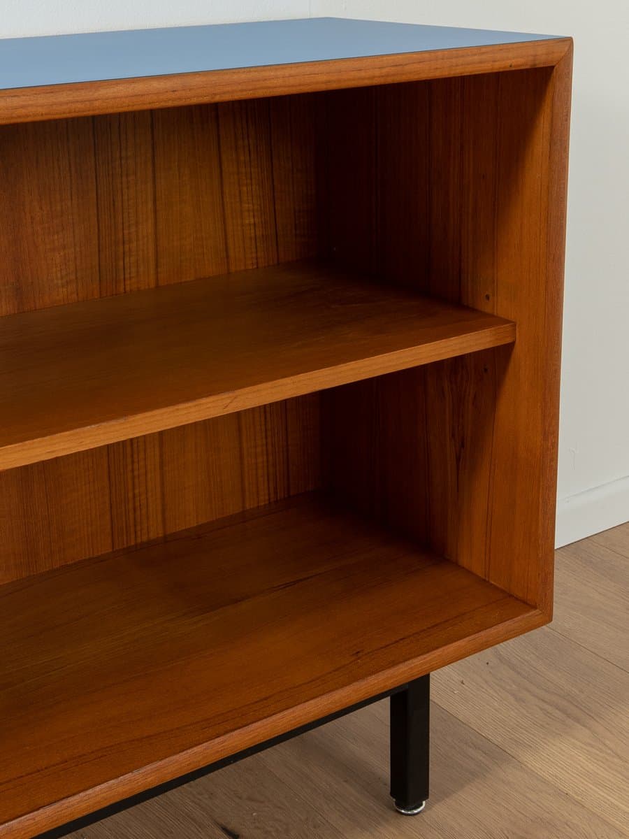 Sideboard, teak brązowy, stal czarna, Formica niebieska, Niemcy, lata 60. - 278622