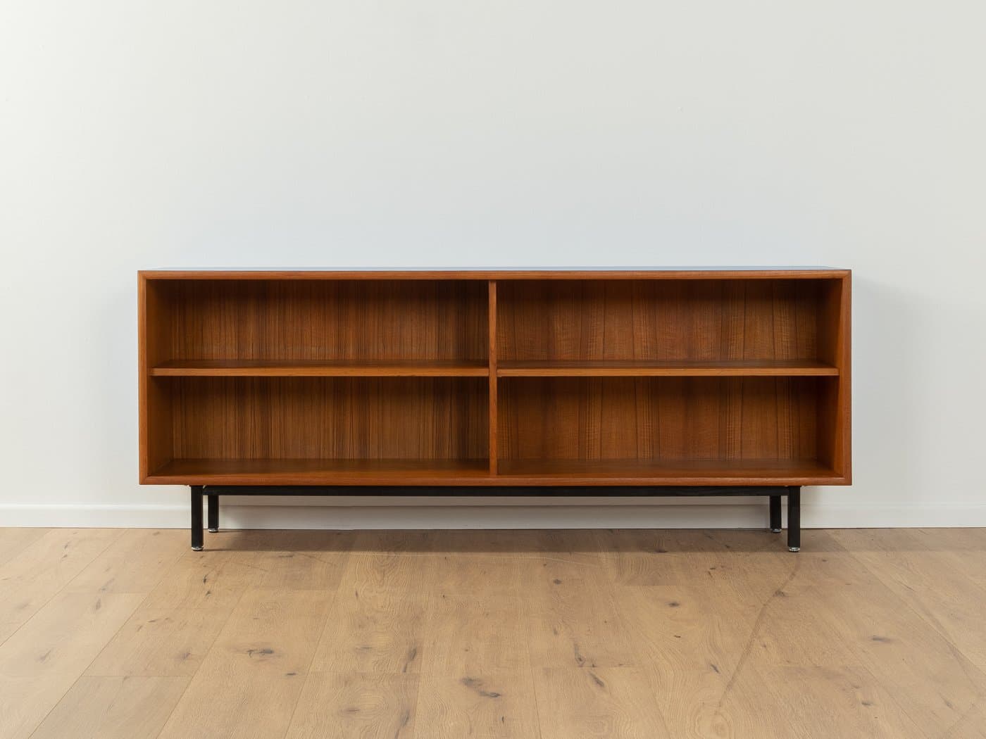 Sideboard, teak brązowy, stal czarna, Formica niebieska, Niemcy, lata 60. - 278623