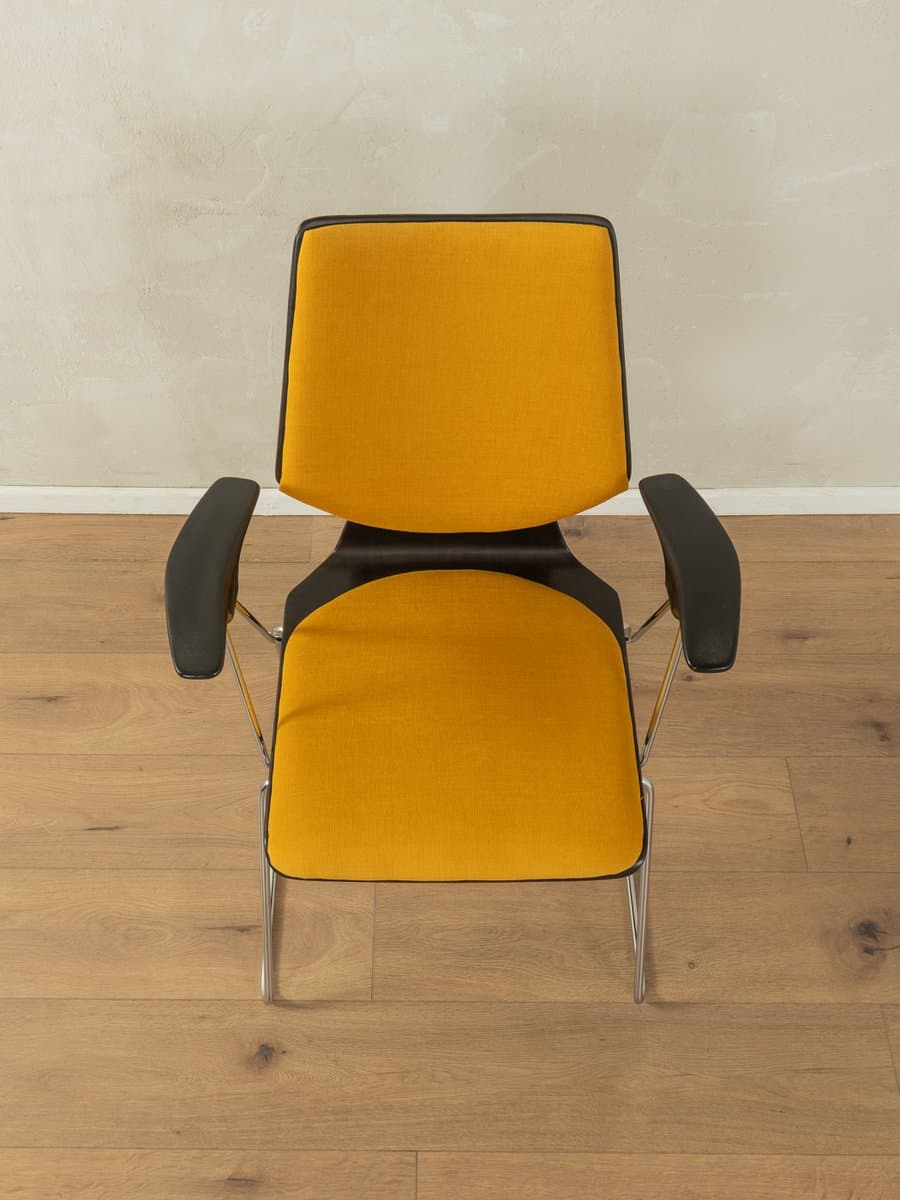 Krzesło jadalniane, tapicerka żółta, pagwood czarny, stal chromowana, Flötotto, Niemcy, lata 70. - 278525