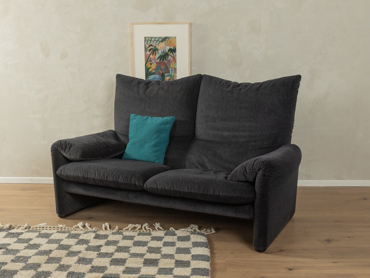 Sofa Maralunga 675, szary, sztruks, proj. V. Magistretti, Cassina, Włochy, lata 70. - 278477