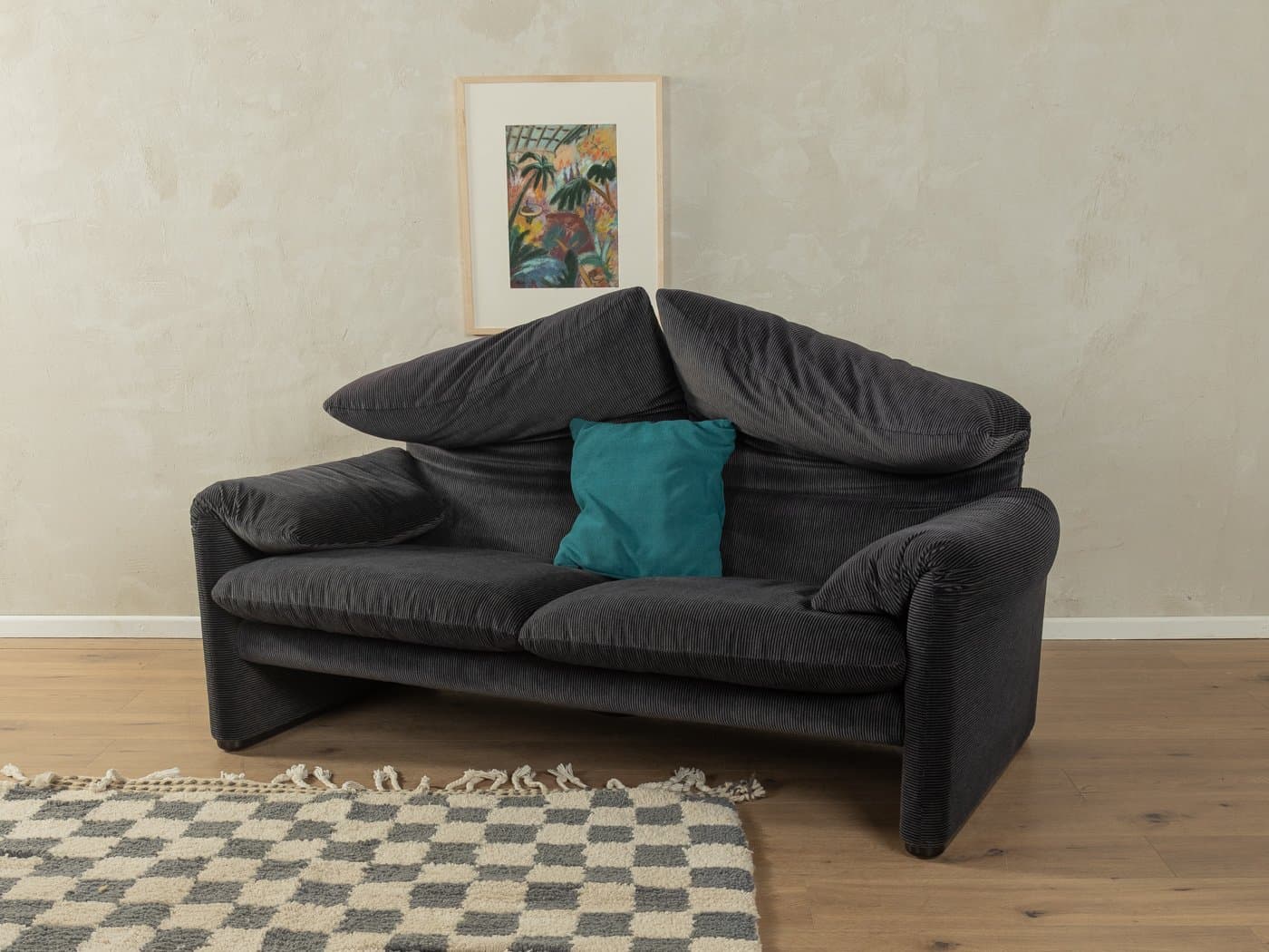 Sofa Maralunga 675, szary, sztruks, proj. V. Magistretti, Cassina, Włochy, lata 70. - 278478