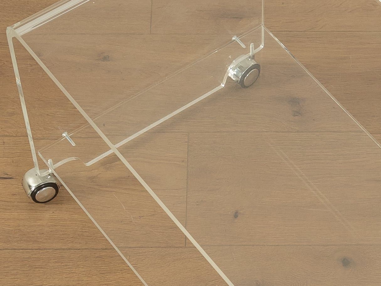 Stolik boczny na kółkach, transparentny, akryl, Niemcy, lata 60. - 278420