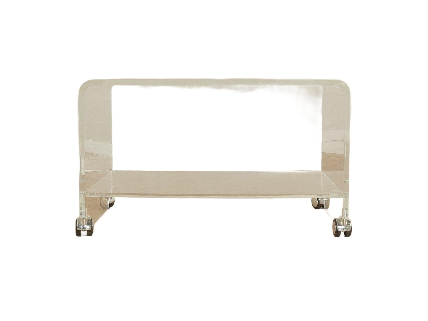 Stolik boczny na kółkach, transparentny, akryl, Niemcy, lata 60.