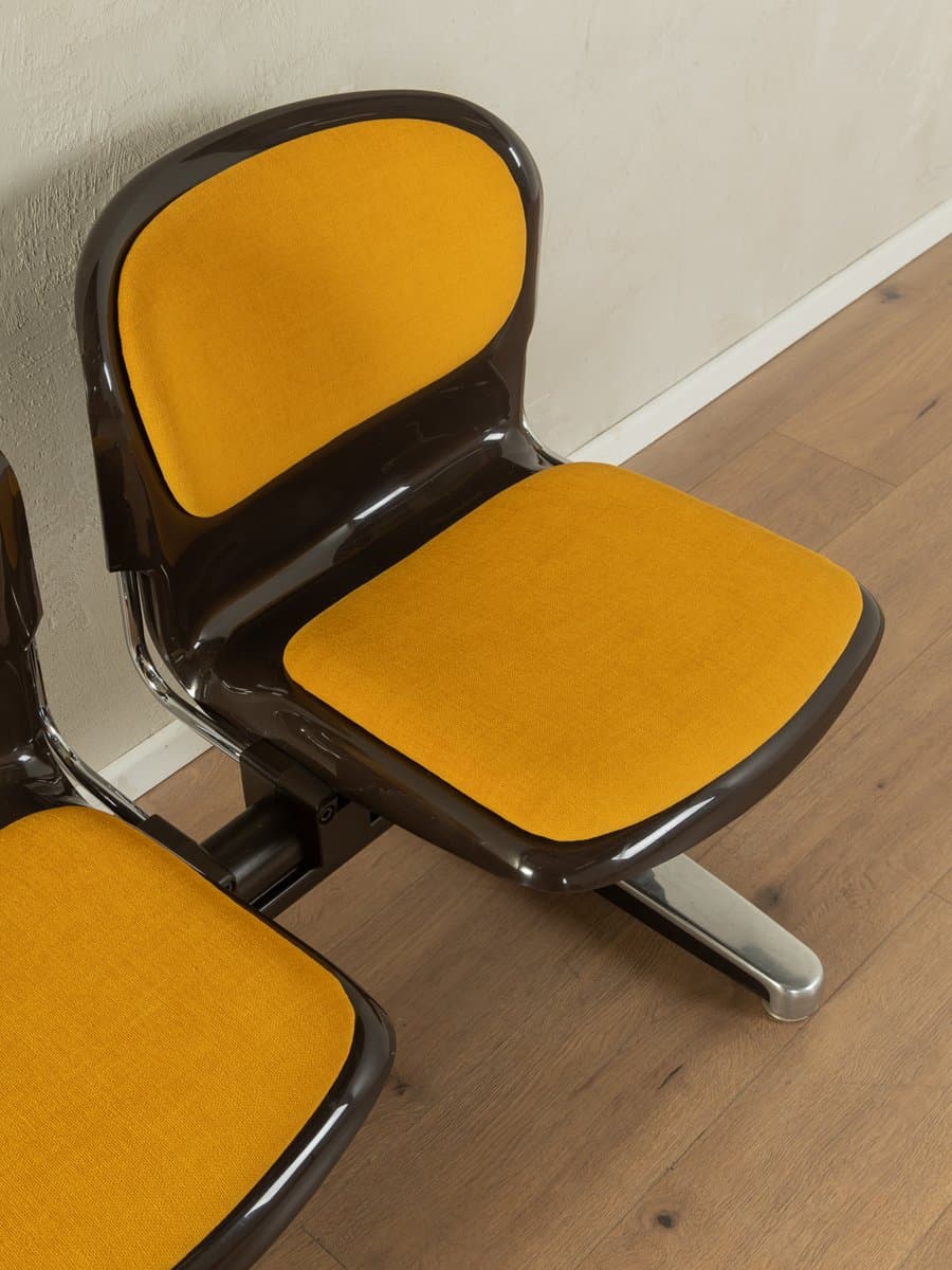 Ławka Space Age, multicolor, stal nierdzewna, plastik, teak, proj. G. Lange, Niemcy, lata 70. - 278346