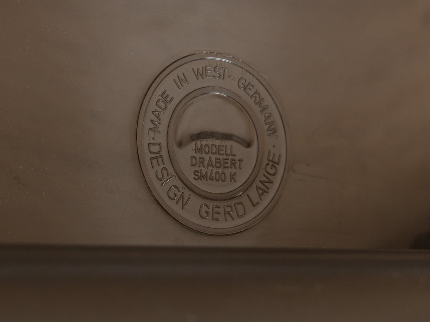 Ławka Space Age, multicolor, stal nierdzewna, plastik, teak, proj. G. Lange, Niemcy, lata 70. - 278348