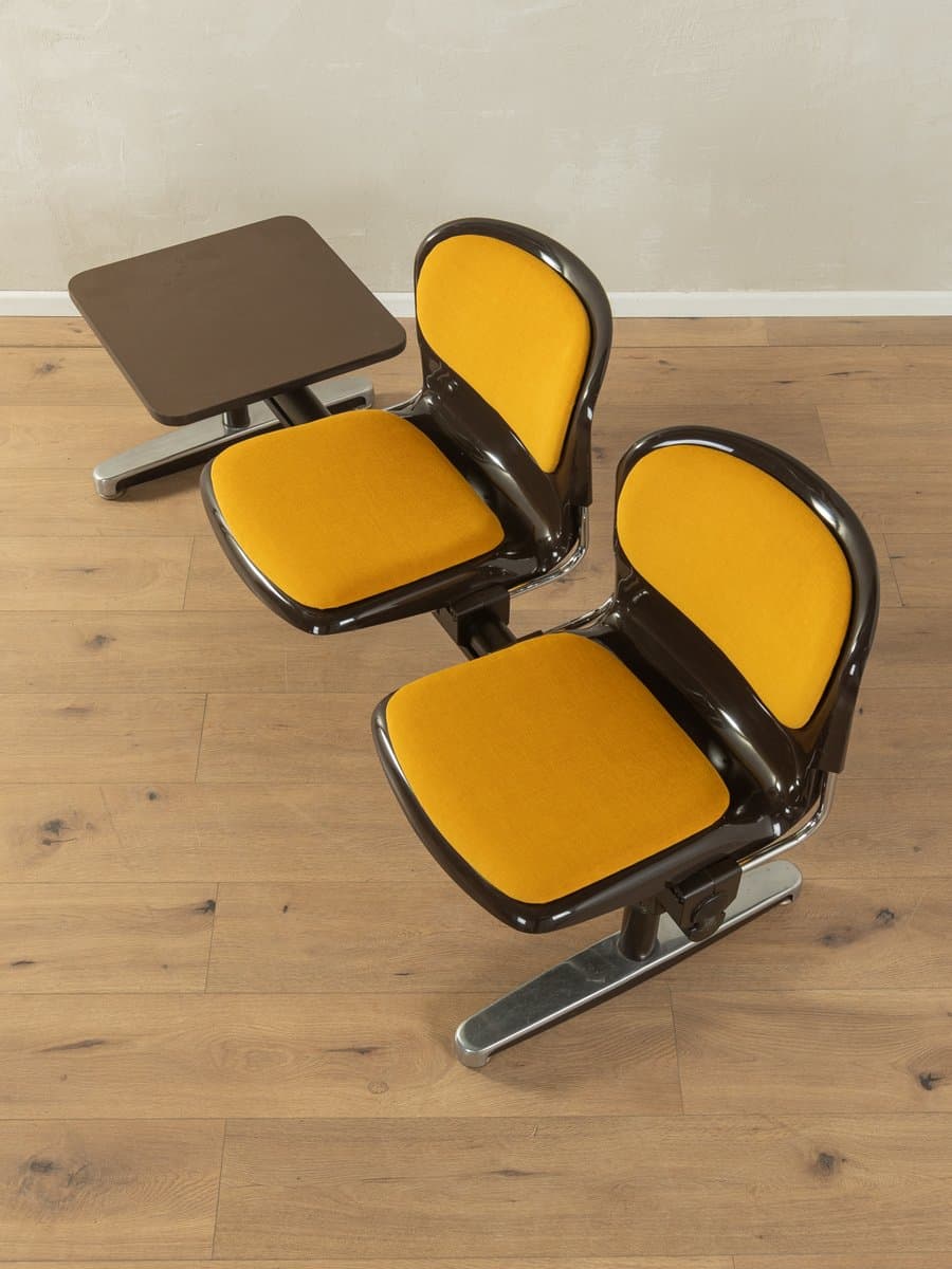 Ławka Space Age, multicolor, stal nierdzewna, plastik, teak, proj. G. Lange, Niemcy, lata 70. - 278345