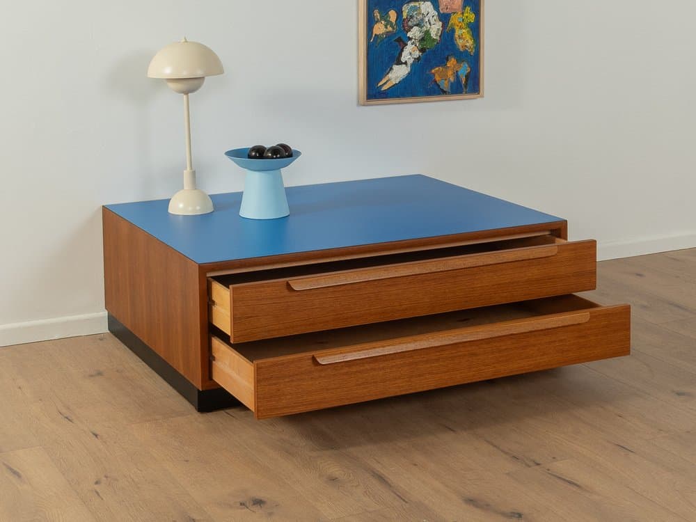 Komoda, teak brązowy, Formica niebieska, WK Möbel, Niemcy, lata 60. - 278335