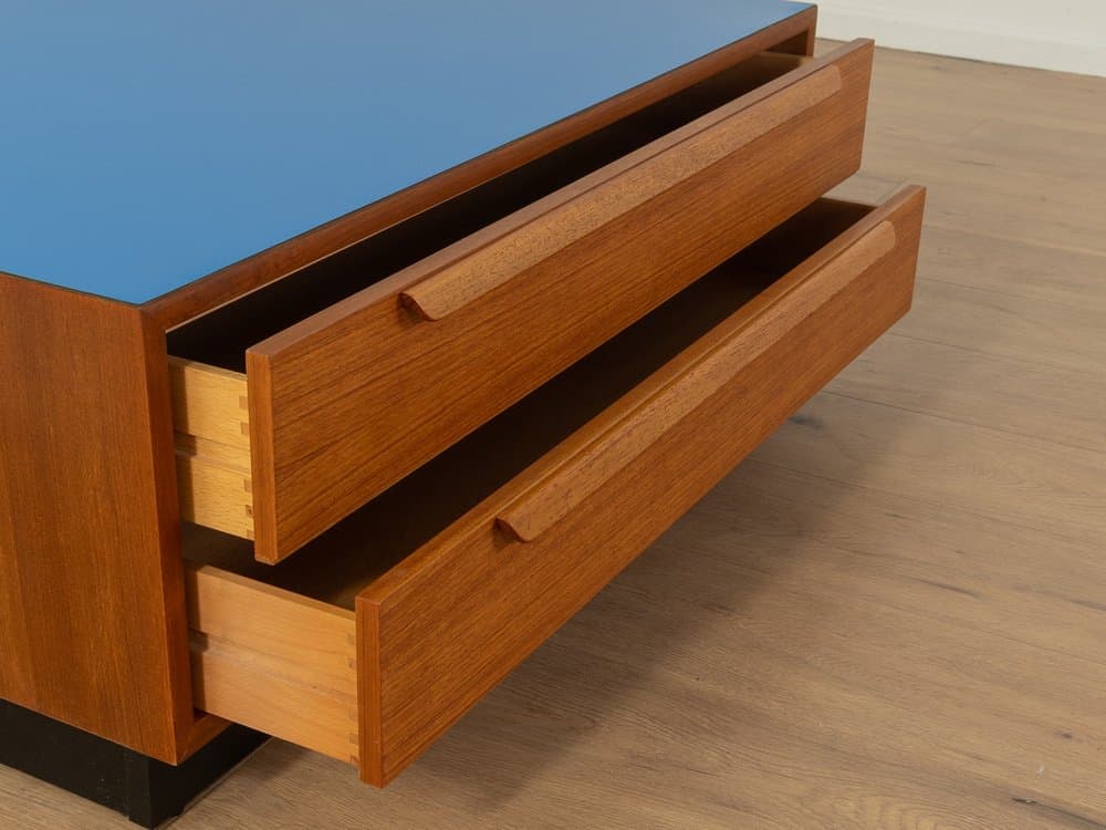 Komoda, teak brązowy, Formica niebieska, WK Möbel, Niemcy, lata 60. - 278338