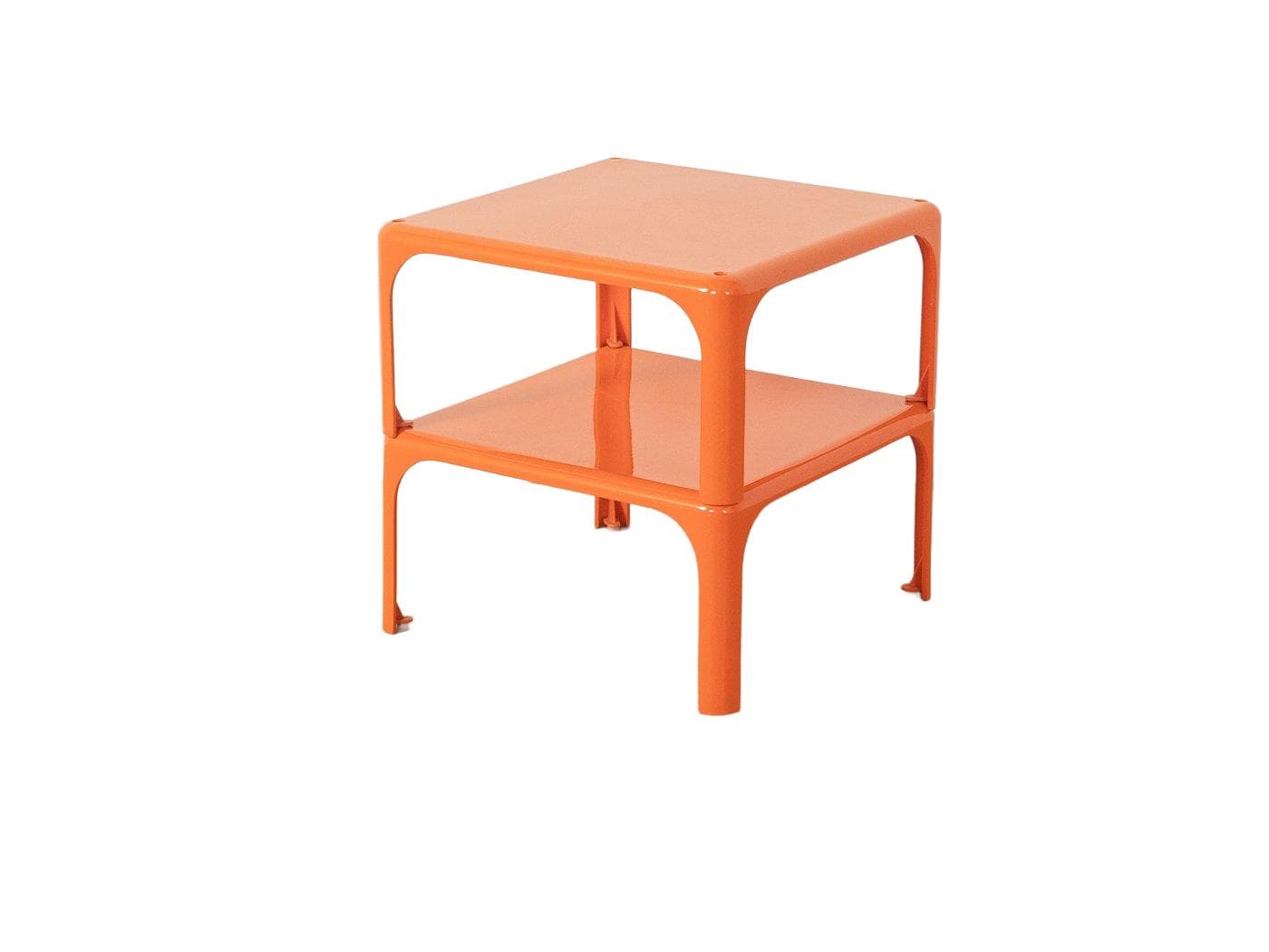 Zestaw dwóch stolików bocznych Demetrio 45, pomarańczowy, plastik, proj. V. Magistretti, Artemide, Włochy, lata 60.