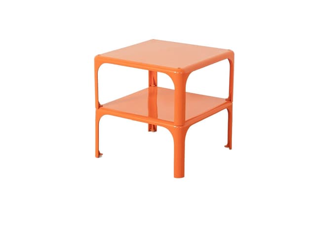 Zestaw dwóch stolików bocznych Demetrio 45, pomarańczowy, plastik, proj. V. Magistretti, Artemide, Włochy, lata 60. - WYMIARY